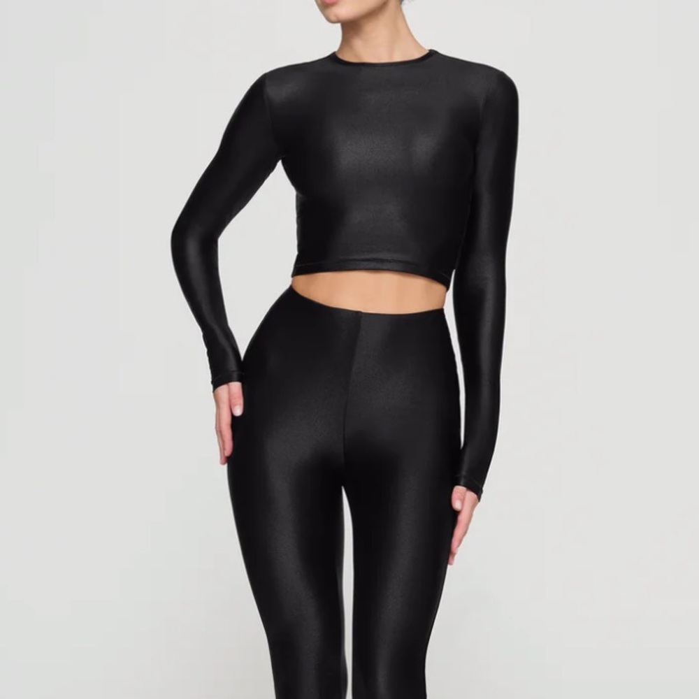 SKIMS Shine Jersey Long Sleeved Cropped T-Shirt